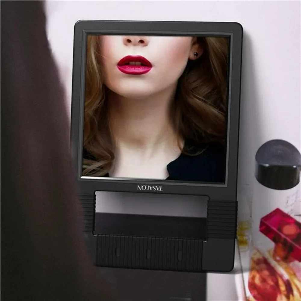 Hand Mirrors with Handle - Unbreakable Hand Mirror w/ Silicone Handler - Black